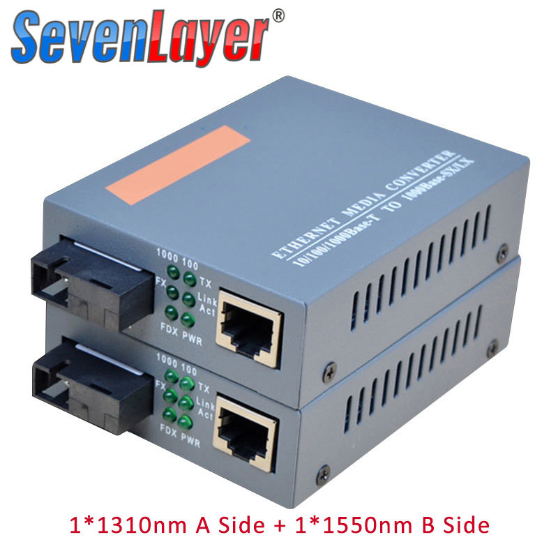Gigabit Fiber Optical Media Converter 10/100/1000Mbps Single Fiber SC Port HTB-gs-03 External Power Supply netlink