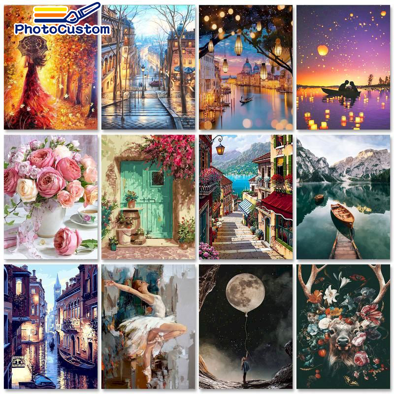 PoCustom 60x75cm Paint by numbers Handpainted Canvas painting Scenery Painting by numbers For adults Home decor