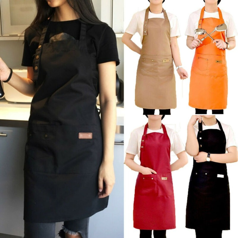  Canvas Kitchen Aprons For Woman Men Chef Work Apron For Grill Restaurant Bar Shop Cafes Beauty Nails Studios Uniform