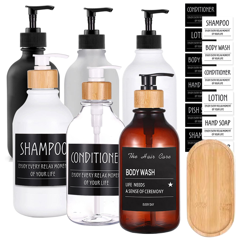 Soap Pump Dispenser Bathroom Shampoo Kitchen Dish Soap Wood Pump Bottle Refill Shower Gel Hand Liquid Storage Container