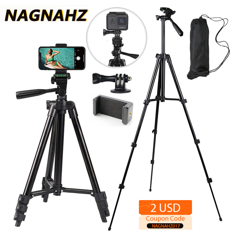 NA-3120 Phone Tripod Stand 40inch Universal Pography for Gopro iPhone Samsung Xiaomi Huawei Phone Aluminum Travel Tripode Par