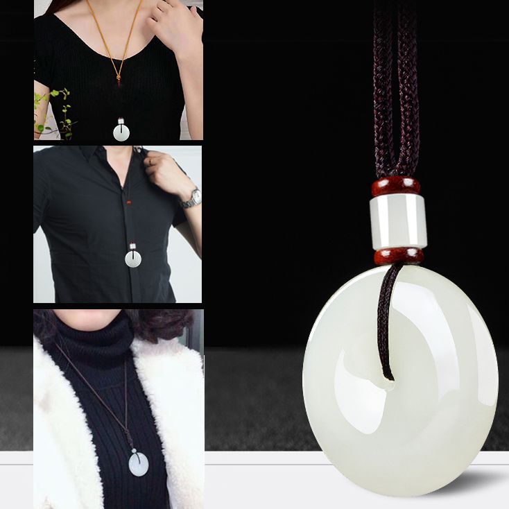 Natural Class A Agate Chalcedony Green Jade Pendant Donut