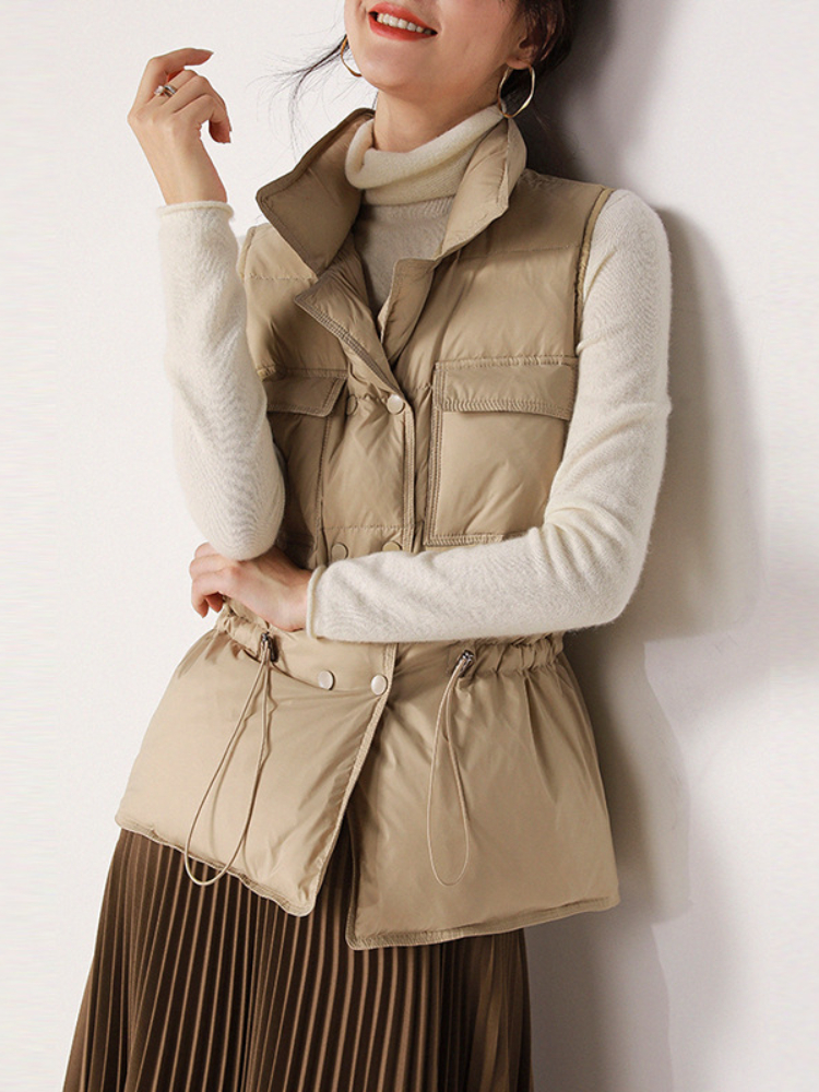  Winter Women Short Vest Ultra Light Down Vest Warm Lightweight Windproof  White Duck Down Sleeveless Vest 