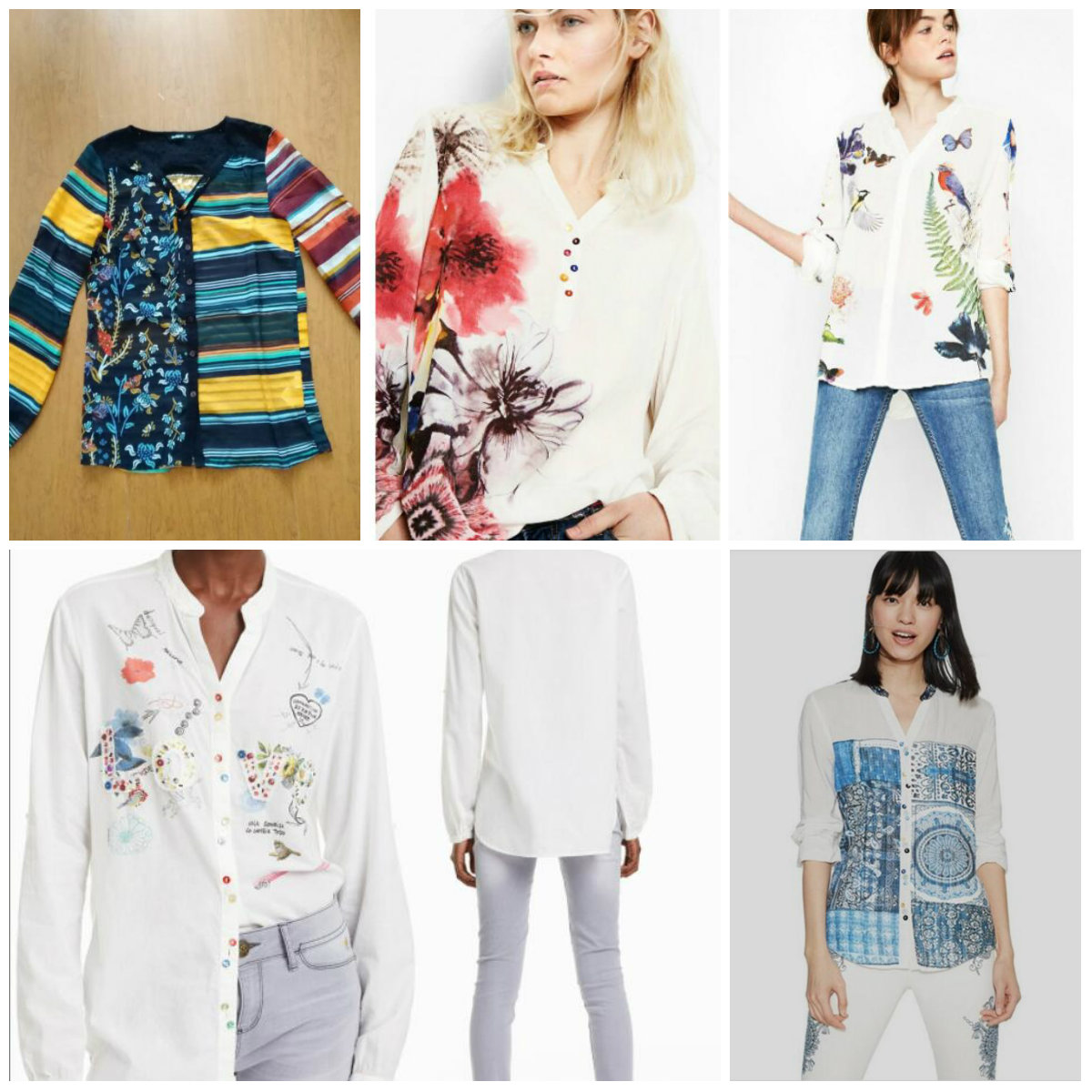 Spanish Desigual women's chiffon printed shirt tie-dye lace blouse embroidery patchwork color blouse blouse