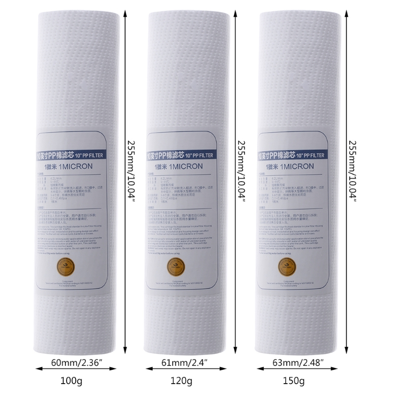10" Water Purifier PP Filter Cartridge 1 Micron Strainer Sediment Replacement