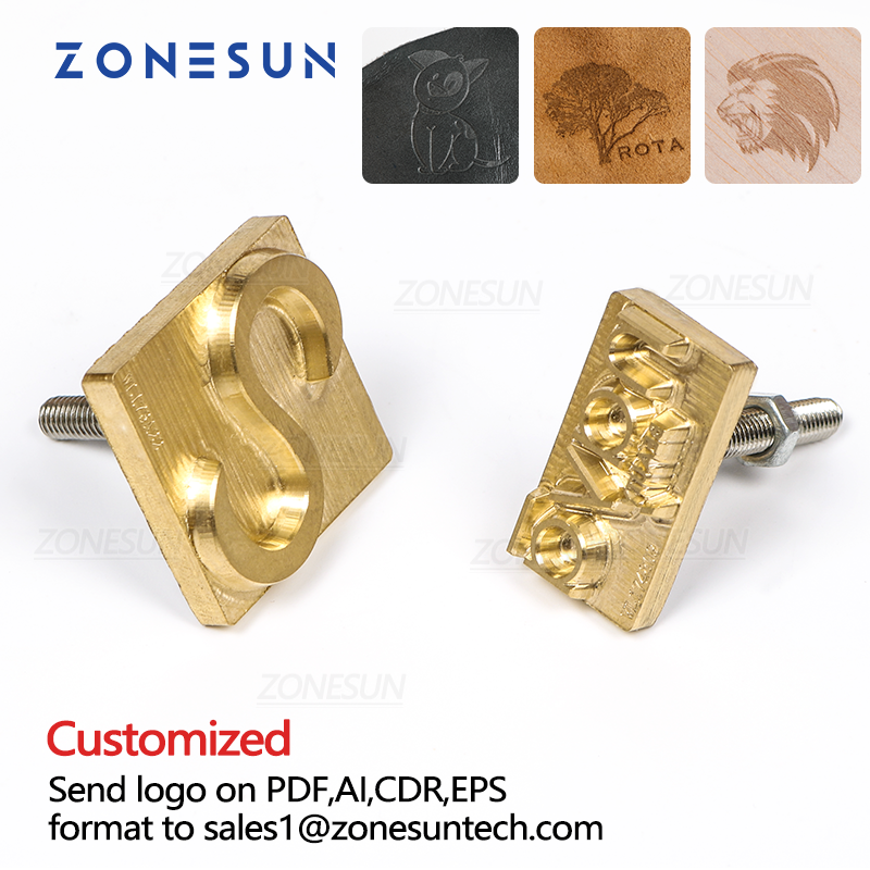 ZONESUN Custom LOGO Brass Mold Stamp Wood Leather Paper Embossing Mold DIY Design Mouldings Foil Stamping Heat Press Machine