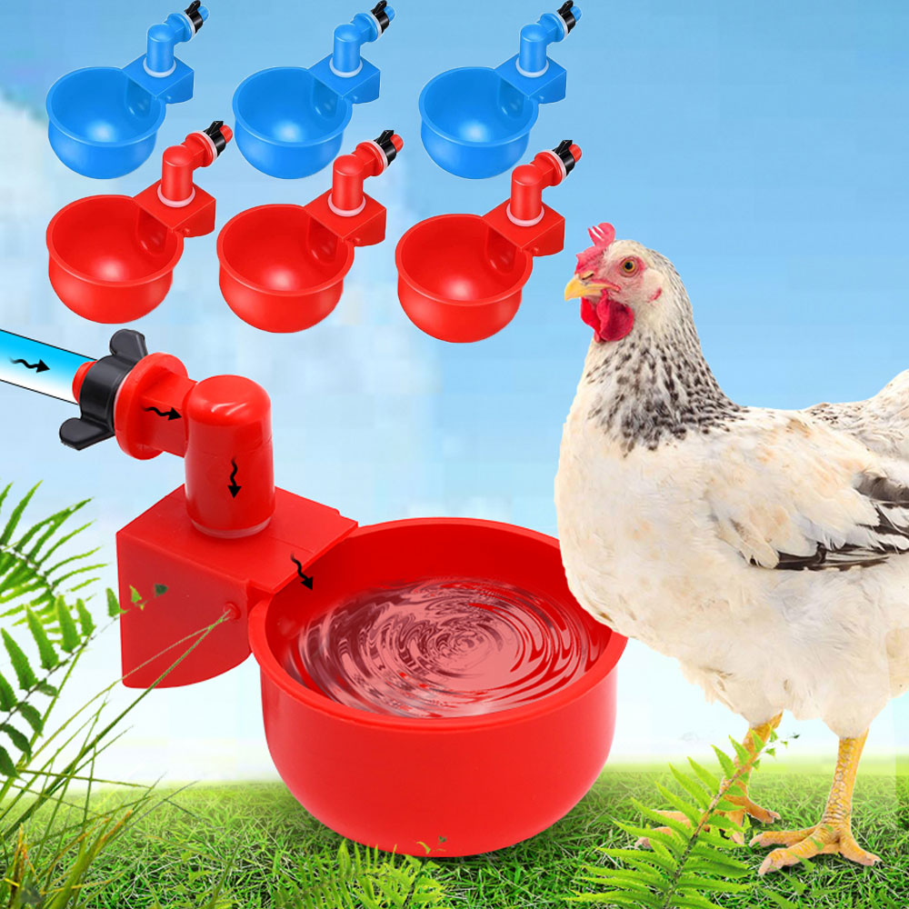 24/12/6 Pcs Automatic Chicken Water Cup Waterer Bowl Kit Farm Coop Poultry Drinking Water Feeder Chicks Goose Duck Turkey Quail