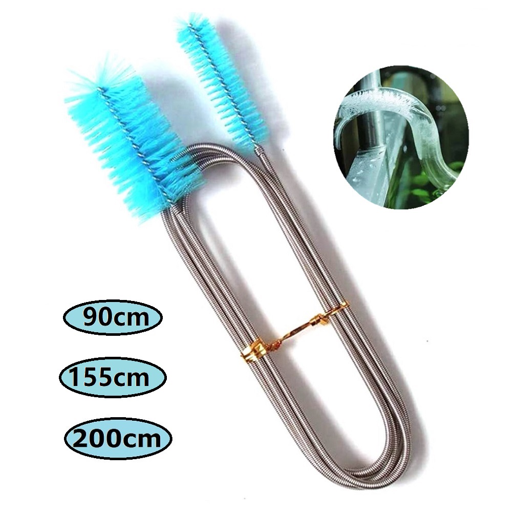 Aquarium Cleaning Brush Stainless Steel Flexible Bent Tube Brush Water Air Tube Pipe Hose Cleaner Fish Tank Accessories Dropship