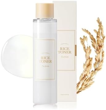 I'm from Rice Toner, Milky Toner for Glowing Skin, 77.78% Korean Rice, Glow Essence with Niacinamide, Hydrating for Dry, Dull, Combination Skin, Vegan, Fragrance Free, Glass Skin 5.07 Fl Oz