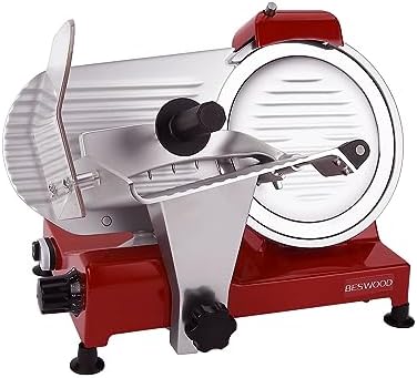 10" Premium Chromium-plated Steel Blade Electric Deli Meat Cheese Food Slicer with Serving Plate Commercial and for Home use 240W BESWOOD250RX