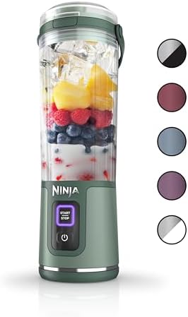 Ninja BC151EM Blast Portable Blender, Cordless, 18oz. Vessel, Personal Blender-for Shakes & Smoothies, BPA Free, Leakproof-Lid & Sip Spout, USB-C Rechargeable, Dishwasher Safe Parts, Forest Green