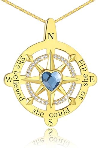 Compass Irish Celtic Knot Necklace S925 Sterling Silver She Believed She Could So She Did Infinity Pendant Necklaces Graduation Jewelry Gifts for Women
