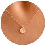 GUOKE 14K Gold/White Gold Plated Dainty Butterfly Crown Compass Shell Airplane Bird Heart Lightning Leaf Baseball Turtle Necklace Simple Jewelry