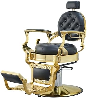 Antlu Barber Chair Salon Chair Hair Stylist, Vintage Heavy Duty 700lbs Hair Styling Chairs for Barbershop Beauty Tattoo Massage (Golden)