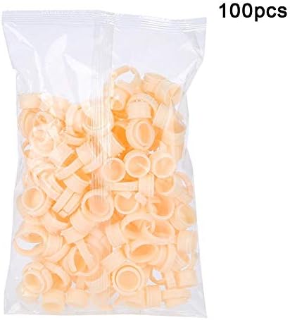 FILFEEL Tattoo Ink Cup 100Pcs, Eyebrow Tattoo Ring Caps Microblading Pigment Glue Holder Beauty Tools Accessories for Eyelash Extension and Adhesive Pigments Finger Hand Use(M)