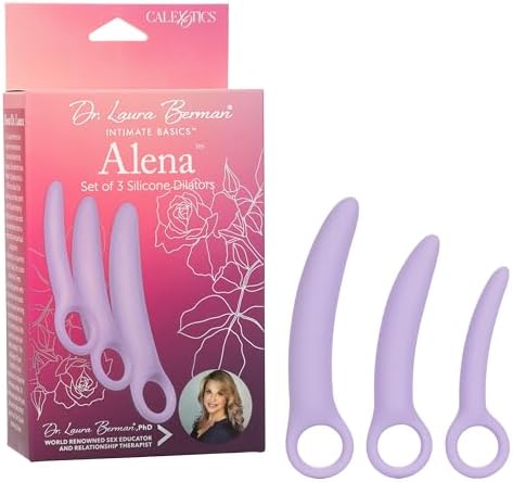 CalExotics Dr Laura Berman Intimate Basics Alena - 3 Piece Silicone Dilators Set With Ergonomic Finger Loop - Waterproof Fetish Sex Toys for Women - Purple