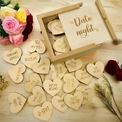 Sex Token: Sex Games Wedding Gifts for Couples Date Night Funny Tokens Sexual Ideas Decision Coin Valentines Day Gifts for Husband Wife Sex Gift(Wooden Box Included, Pack 1(Heart-Shaped))
