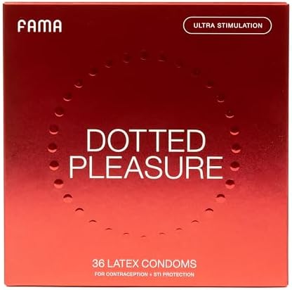 FAMA Dotted Condoms Lubricated Latex for More Sensitiveness, Mens Condoms (36 Count (Pack of 1))