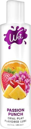 Wet Water Based Passion Punch Flavored Lubricant for Men, Women & Couples, 9 Fl Oz - Long-Lasting Premium Edible Personal Lubricant Safe to Use with Latex Condoms - Gluten Free & Sugar Free