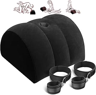 Sex Toys Half Moon Pillow Handcuffs - Dildo Mount Inflatable Pillow Bondage Wrist Legs Cuffs Sex Women G Spot Position Cushion Multifunctional Inflatable for Couples Women and Men(Black)