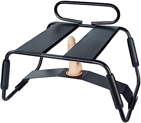 Sex Chair Adjustable Height Sex Bench Bouncing Mount Sex Stool Weightless Position Bouncer Chair with Handrail and Dildo Stainless Portable Elastic Chairs BDSM Sex Novelty Toy for Adult Game (Black)