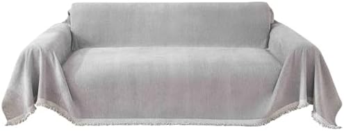 Grey Chenille Couch Cover for 3 Cushion Couch Sofa Pet Friendly, Couch Cover for Dogs Washable,Dog Couch Cover Blanket,Soft Durable Large Couch Cover, 91" x 118"
