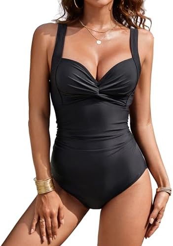 Blooming Jelly Women's One Piece Swimsuit Tummy Control Bathing Suit Modest Slimming Swim Suits Twist Front Swimwear
