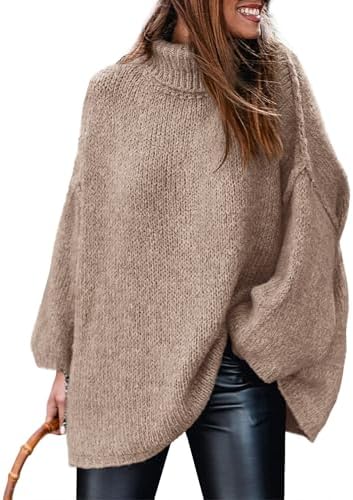 PRETTYGARDEN Women's Winter Turtleneck Oversized Sweaters Long Sleeve Chunky Knit Slouchy Pullover Sweater Tops