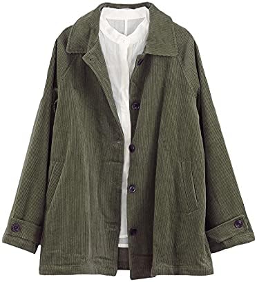 Minibee Women's Corduroy Jackets Long Sleeve Coats Button Down Outwear Tops with Pockets