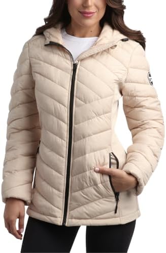 Reebok Women's Jacket - Lightweight Quilted Puffer Parka Coat with Flex Stretch Panels – Casual Jacket for Women (S-XL)