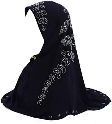 RARITYUS Women Bling Rhinestone Pearl Instant Scarf Muslim Hijab Fashion Shawl Head Wrap Turban Cap with Flower Accent