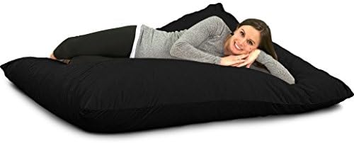 ULTIMATE SACK Bean Bag Floor Pillow, Oversize Bean Bag Pillow, Comfy Chair Bean Bag Couch Lounge Sofa Loveseat Furniture | Black Suede