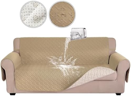 Luxshare 100% Waterproof Couch Cover Sofa Covers Washable, Reversible Couch Covers for 3 Cushion Couch Sofa Pet Friendly (Sofa,Camel/Beige)