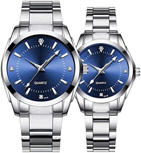 Couple Watches Fashion Silver Stainless Steel Pair Watches Men and Women Matching Quartz Wrist Watches Gifts Set of 2