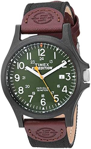 Timex Men's TWF3C8430 Expedition Acadia Black/Brown/Dark Green Leather/Nylon Strap Watch