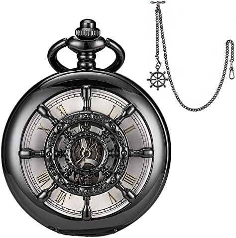 SIBOSUN Mechanical Pocket Watch for Men Antique Pocket Watch with Chain Steampunk Skeleton Mens Pocket Watches with Gift Box