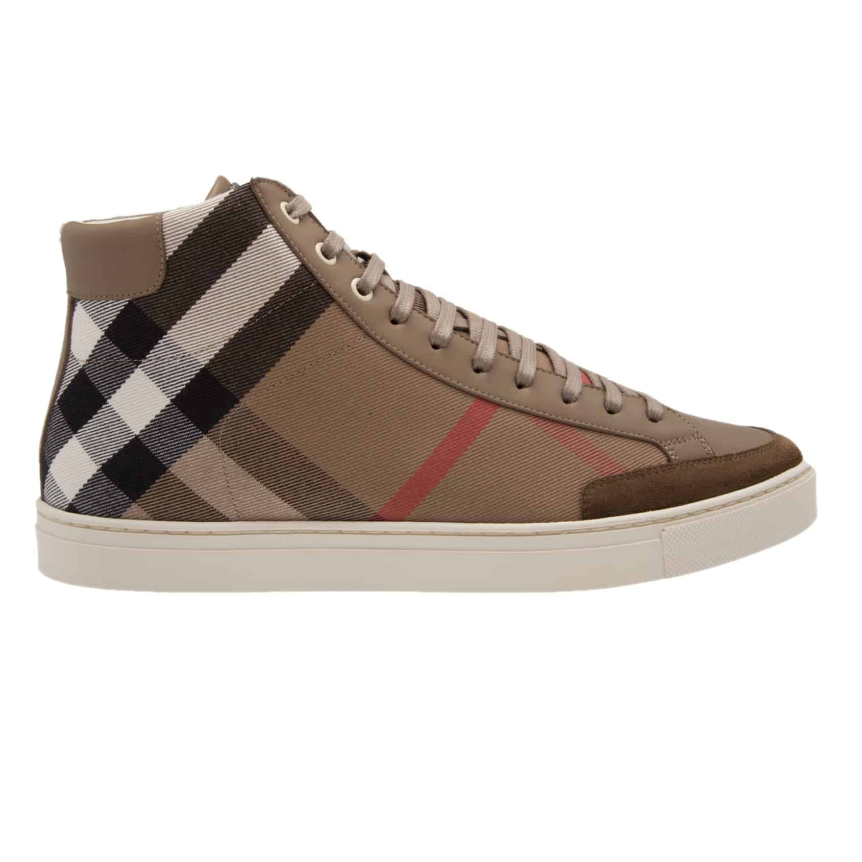 BURBERRY CHECK HIGH-TOP SNEAKERS – BBR5