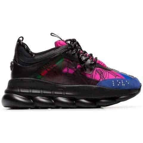 VERSACE BLACK AND MULTICOLOURED CHAIN REACTION SNEAKERS – VS8