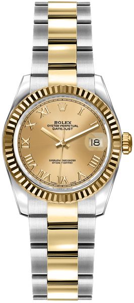 Rolex Lady-Datejust 26 Oyster Bracelet Roman Numeral Dial Watch 179173