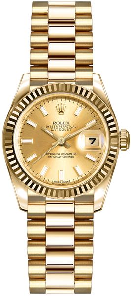 Rolex Lady-Datejust 26 Solid 18k Yellow Gold Women’s Watch 179178